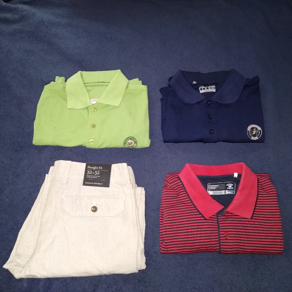 Banana Republic pants and 3 Golf Shirts